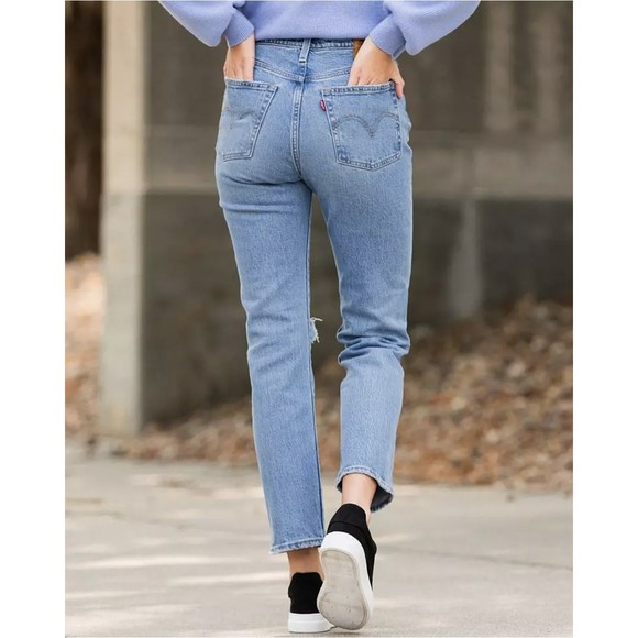 Levis Premium Womens Wedgie Straight Crop Denim Jeans 26 31 Blue High Rise NWT - Picture 6 of 12